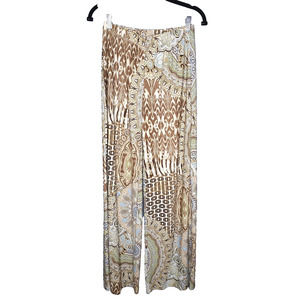 Chicos Womens Beige Medallions Palazzo Wide Leg Pants Sz 0/S Abstract Neutral